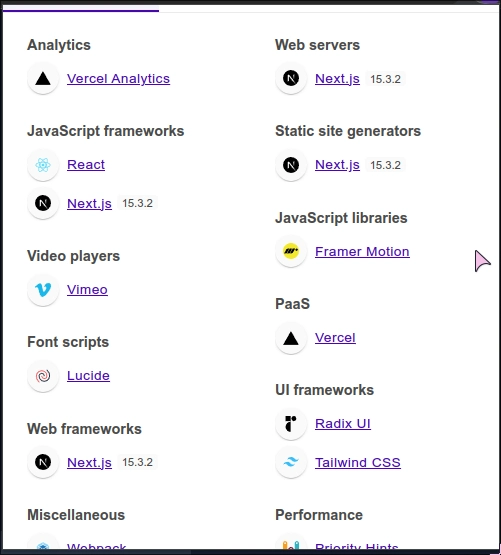 not-so-interesting wappalyzer result